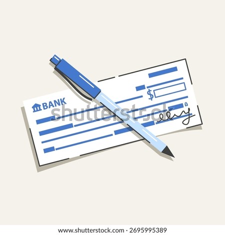 Bank check money flat vector illustration design finance payment symbol isolated business banking document financial transaction set