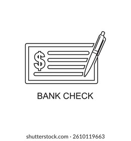 bank check outline icon , business outline icon