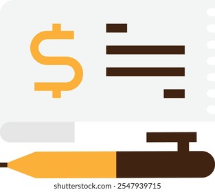 Bank Check Payment Icon Vector Flat Illustration