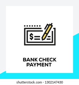 BANK CHECK PAYMENT LINE ICON SET