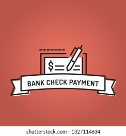 BANK CHECK PAYMENT LINE ICON SET