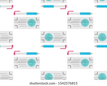 Bank check payment seamless pattern design, Repeat textile design. Fabric print.