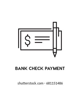 Bank Check Payment Vector Icon