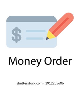 Bank check with Pen. Single colorful style flat icon. for info graphics, websites, mobile and print media. Vector illustration concept.