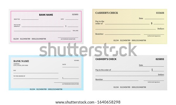 Bank Check Presentation Blank Cheque Checkbook Stock Vector Royalty Free 1640658298