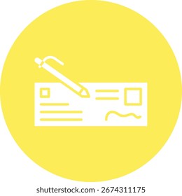 Ilustración de icono de Vector único de cheque bancario