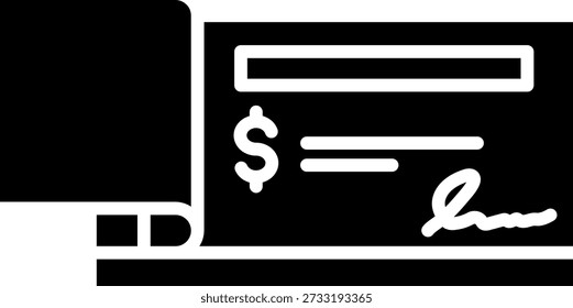 Icono de Vector de cheque bancario, método de pago