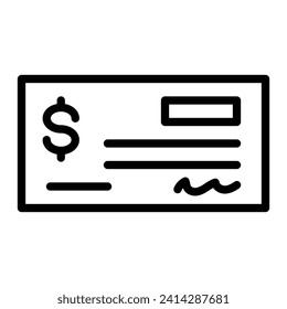 Diseño de icono de línea de vector de comprobación bancaria
