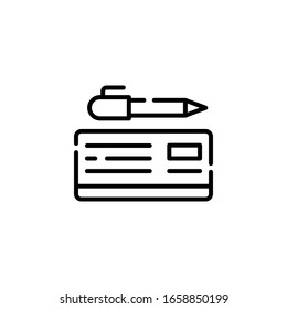 Ilustración de la línea de vectores de cheque bancario. Icono de negocios y finanzas 