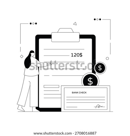 Bank Check  Vector Outline Illustration EPS 10 File	