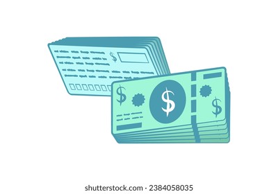 Bank checks and dollar bills. Abstract design. Finance, and payment method concept.
