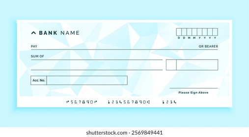 bank cheque check voucher template money draft document vector