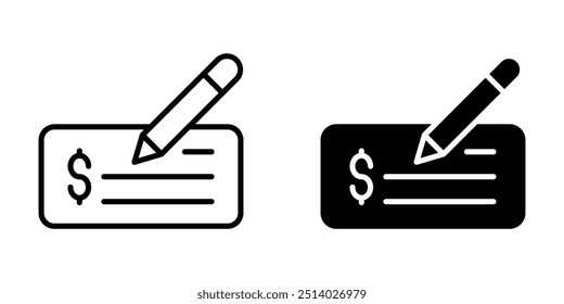 Bank Cheque Icon set - Financial Transaction Illustration, Currency Exchange Symbol, Payment Method Drawing, Banking Service Representation, Secure Funds Transfer Image, Economic System Concept