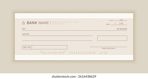 Bank Cheque and Voucher Template Design for Draft, Payment Document and Financial Use