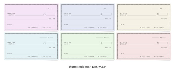 Bank cheques templates. Blank personal desk checks
