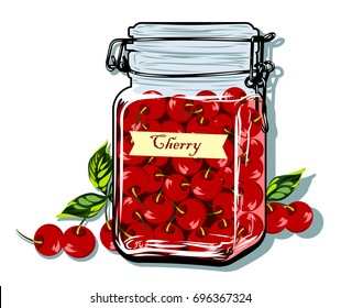 Bank with cherry jam