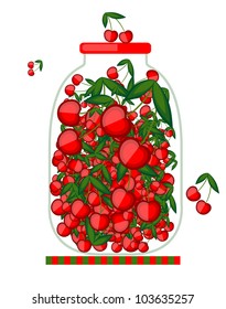 Bank with cherry jam for your design
