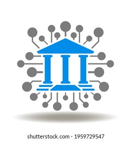 Bank with circuit vector icon. Online internet banking technology symbol. CBDC Central Bank Digital Currency Illustration.
