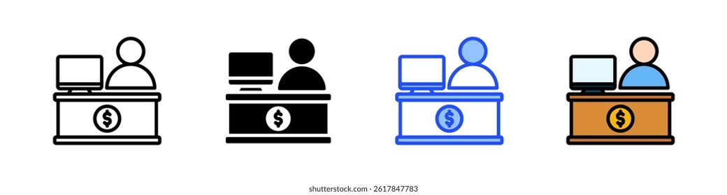 Bank Clerk Icon Collection With Multiple Styles