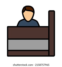 Bank Clerk Icon. Editable Bold Outline With Color Fill Design. Vector Illustration.