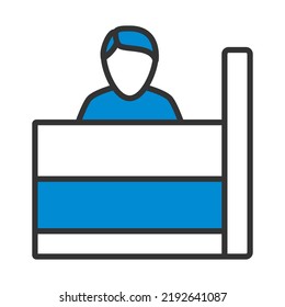 Bank Clerk Icon. Editable Bold Outline With Color Fill Design. Vector Illustration.