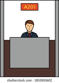 Bank Clerk Icon. Editable Outline With Color Fill Design. Vector Illustration.