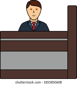 Bank Clerk Icon. Editable Outline With Color Fill Design. Vector Illustration.