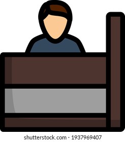 Bank Clerk Icon. Editable Thick Outline With Color Fill Design. Vector Illustration.