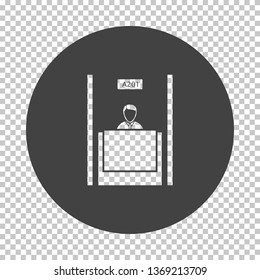Bank clerk icon. Subtract stencil design on tranparency grid. Vector illustration.