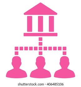 Bank Clients vector toolbar icon. Style is flat icon symbol, pink color, white background, square dots.