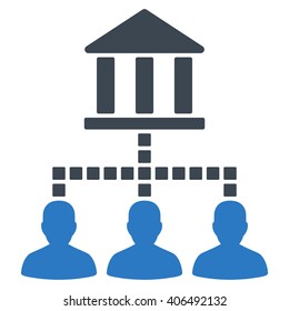 Bank Clients vector toolbar icon. Style is bicolor flat icon symbol, smooth blue colors, white background, square dots.