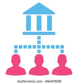 Bank Clients vector toolbar icon. Style is bicolor flat icon symbol, pink and blue colors, white background, square dots.