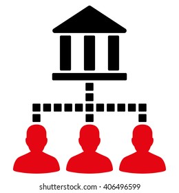 Bank Clients vector toolbar icon. Style is bicolor flat icon symbol, intensive red and black colors, white background, square dots.