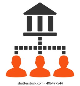 Bank Clients vector toolbar icon. Style is bicolor flat icon symbol, orange and gray colors, white background, square dots.