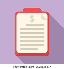 Bank clipboard icon flat vector. Finance payment. Credit money