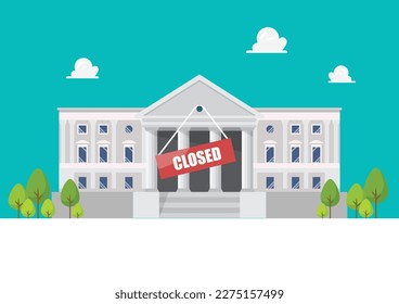 Bank closed concept. Financial crisis vector illustration.