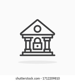 Bank Closed Icon In Line Style. For Your Design, Logo. Vector Illustration. Editable Stroke.