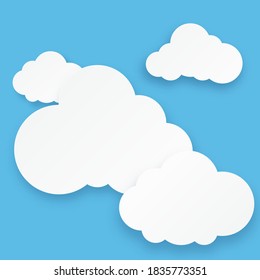 Bank cloud shape for advertising on blue sky background. paper art vector illustration