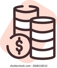 Bank coins, illustration, vector, on a white background.