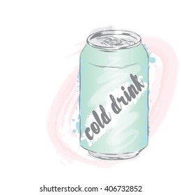 Bank of cold drink. Vector illustration. 