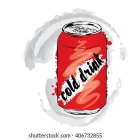 Bank of cold drink. Vector illustration. 