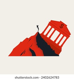 Bank collapse vector concept. Symbol of economic recession, market crash, bankruptcy. Minimal design eps10 illustration.