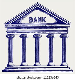 Bank. Colonnade. Doodle style