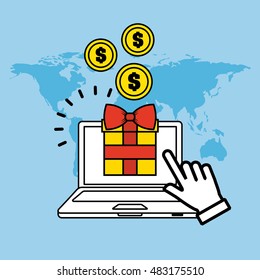 bank and commerce online flat icons vector illustration design