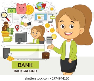 Bank concept background. Flat icons.
