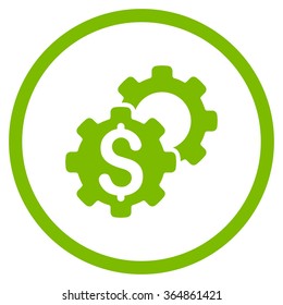 Bank Configuration vector icon. Style is flat circled symbol, eco green color, rounded angles, white background.
