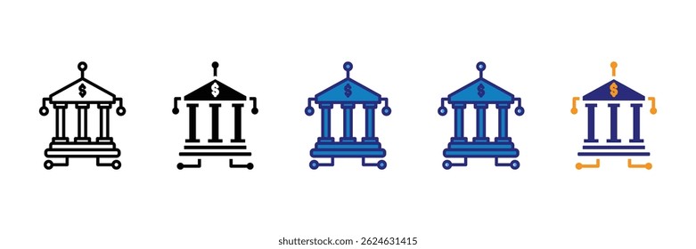 Bank Connectivity Icon Set Multiple Style Collection