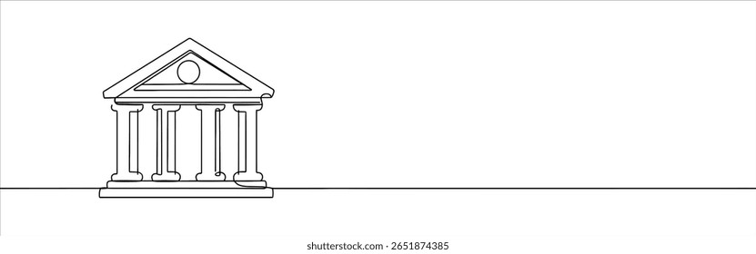 Einzeilige durchgehende Bankzeichnung. Regierungsgebäude, Museum. Vektorgrafik.