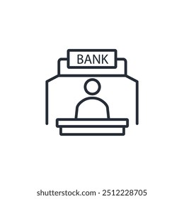 bank counter icon. vector.Editable stroke.linear style sign for use web design,logo.Symbol illustration.