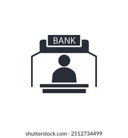 bank counter icon. vector.Editable stroke.linear style sign for use web design,logo.Symbol illustration.